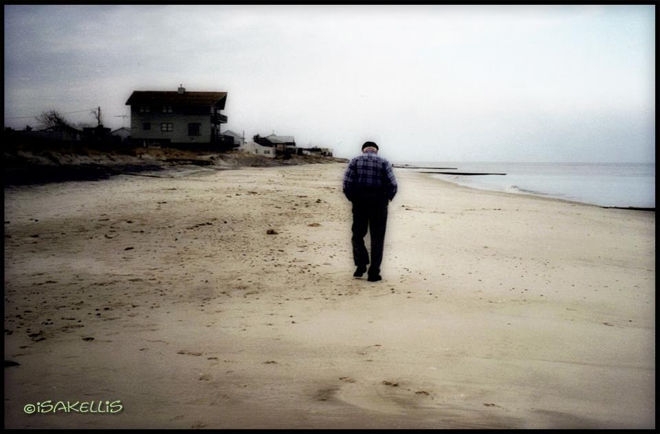 Padre walking on Broad Creek Beach