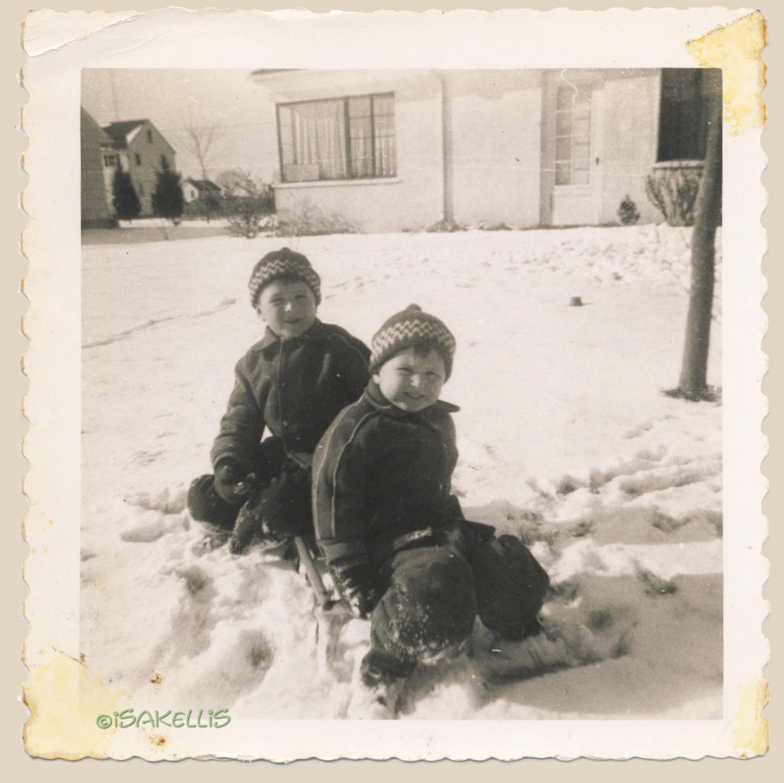 Lee and John in Rehoboth, January 29, 1957-edited